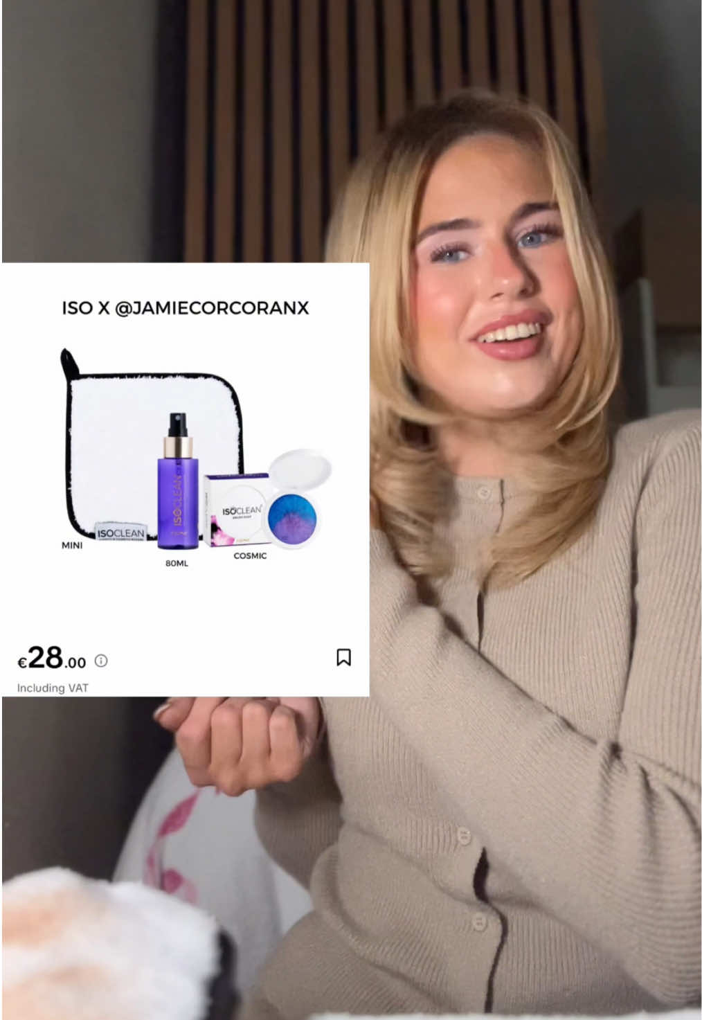 TikTok post by @jamiecorcoranx for ISOCLEAN. Caption reads: It’s finally here!! My very own IsoClean Bundle 😍....