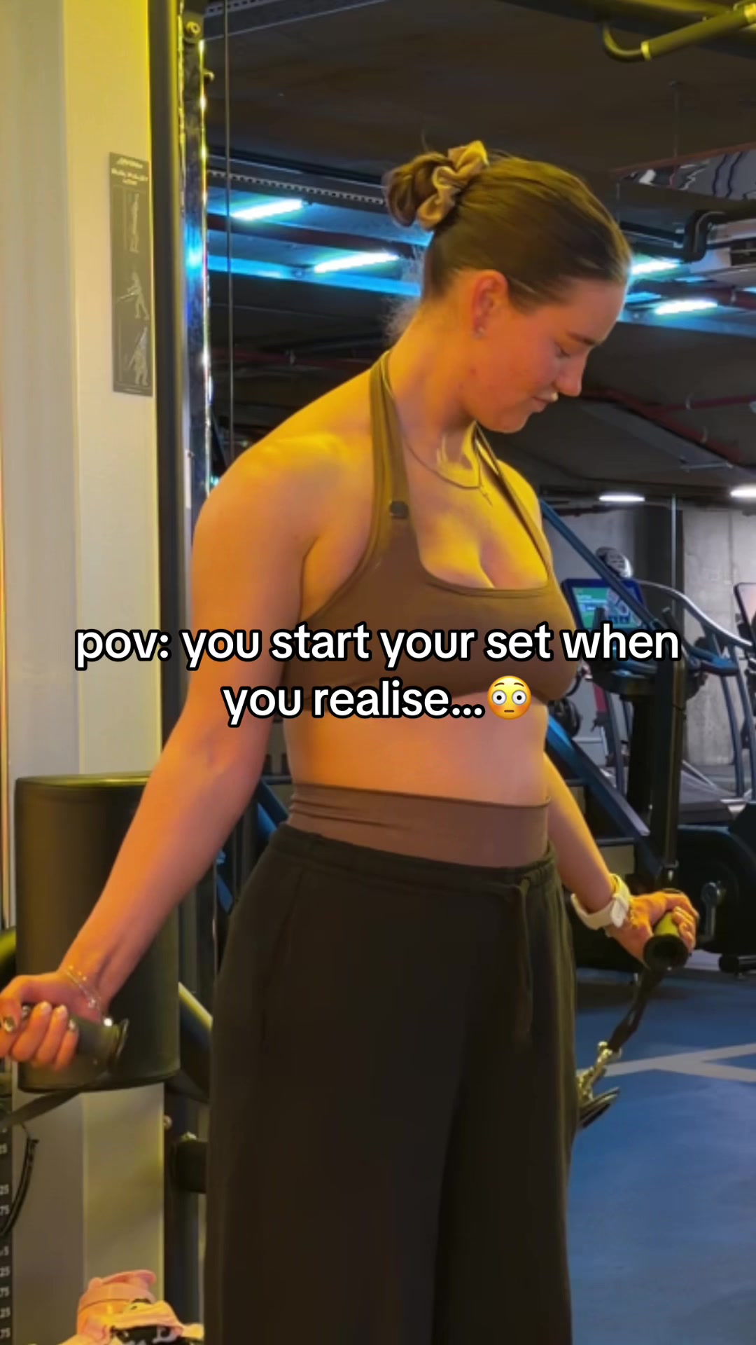 TikTok post by @theanongymgirl for Gymshark. Caption reads: [...] with gym bros is HUMBLING😳 Gymshark....