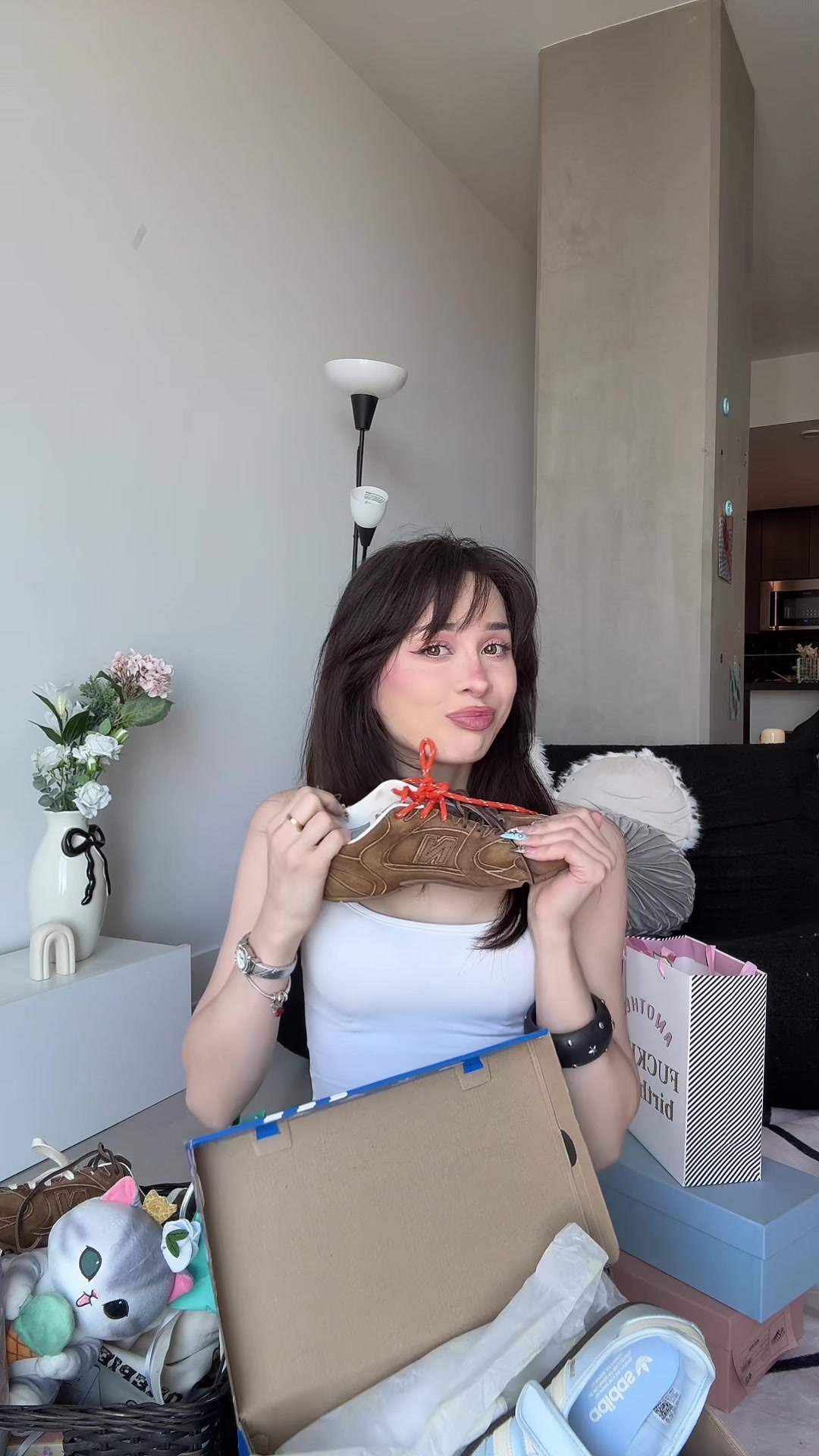 TikTok post by @elsarca for GoWish. Caption reads: birthday gifts unboxing 💕 @GoWish #ad #birthday.