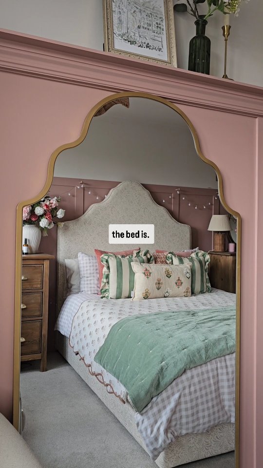 Instagram post by @pagesofemma for Linwood Fabric. Caption reads: Ad our underbed storage situation just got an....