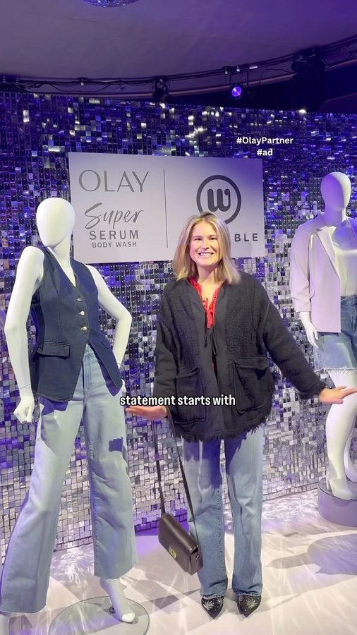 Instagram post by @lucierauschnabel for Wantable. Caption reads: #ad #OlayPartner roller skating, clothes, and....