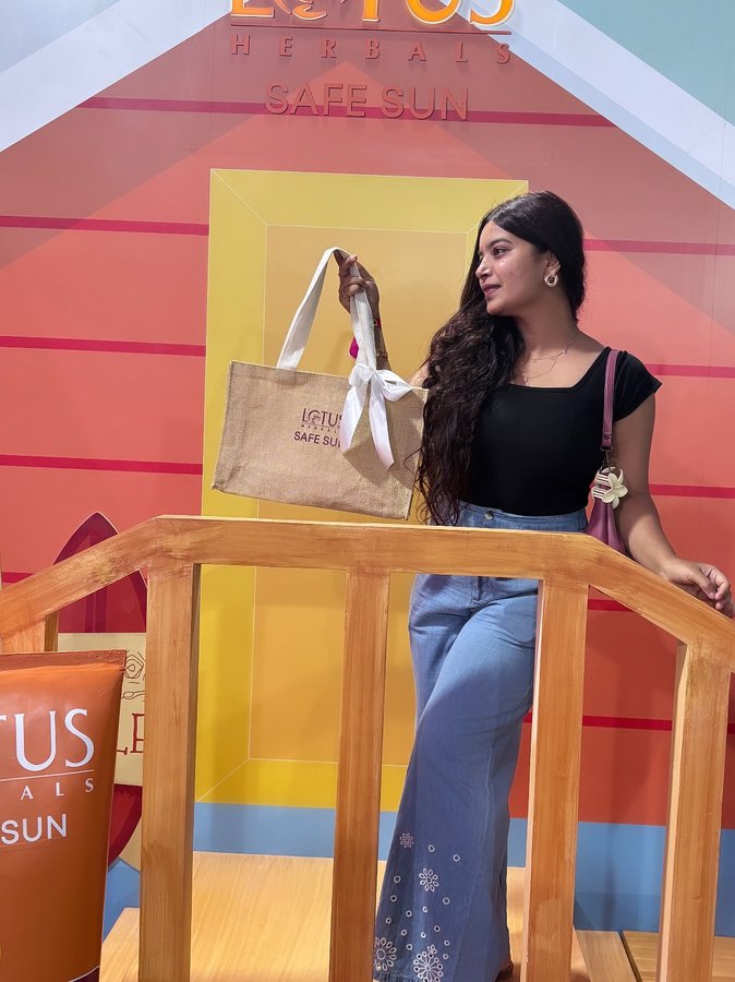 Instagram post by @takshai_09 for Lotus Botanicals. Caption reads: Caught this green beauty at the GlamUp event....