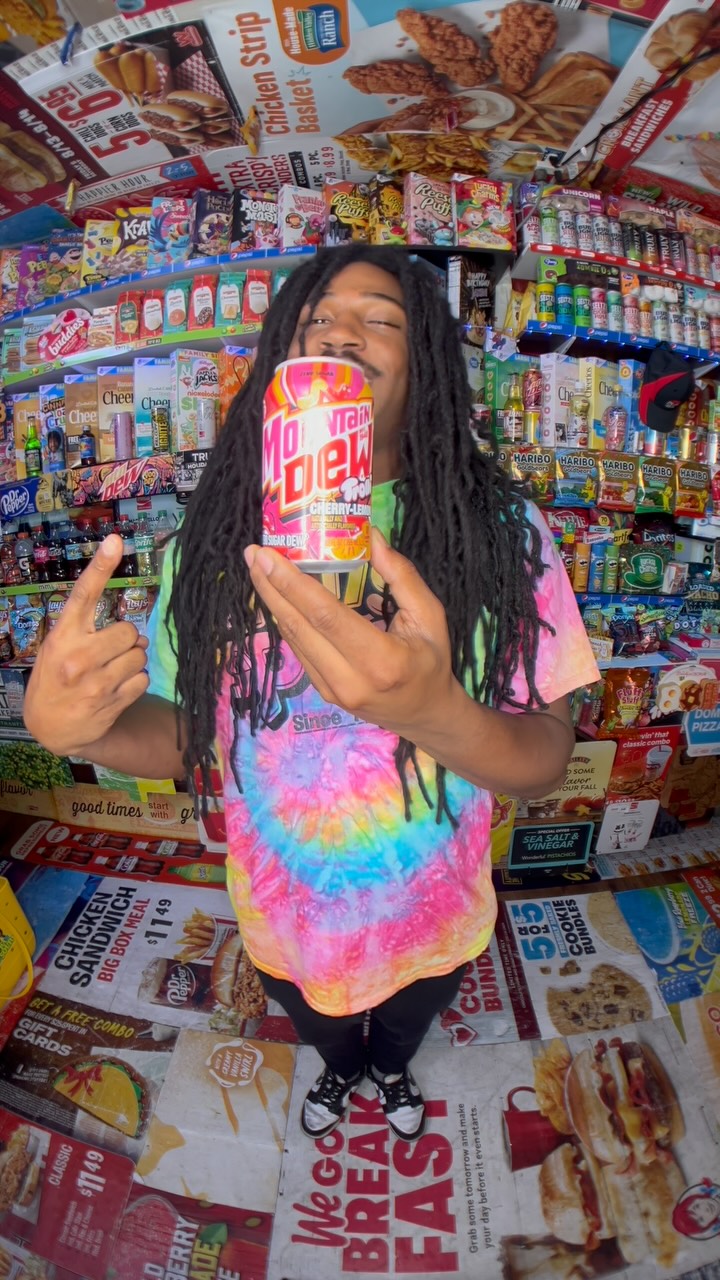 Instagram post by @thesnackinshack for PepsiCo. Caption reads: Let’s try the brand new @mountaindew x @trolli_usa....