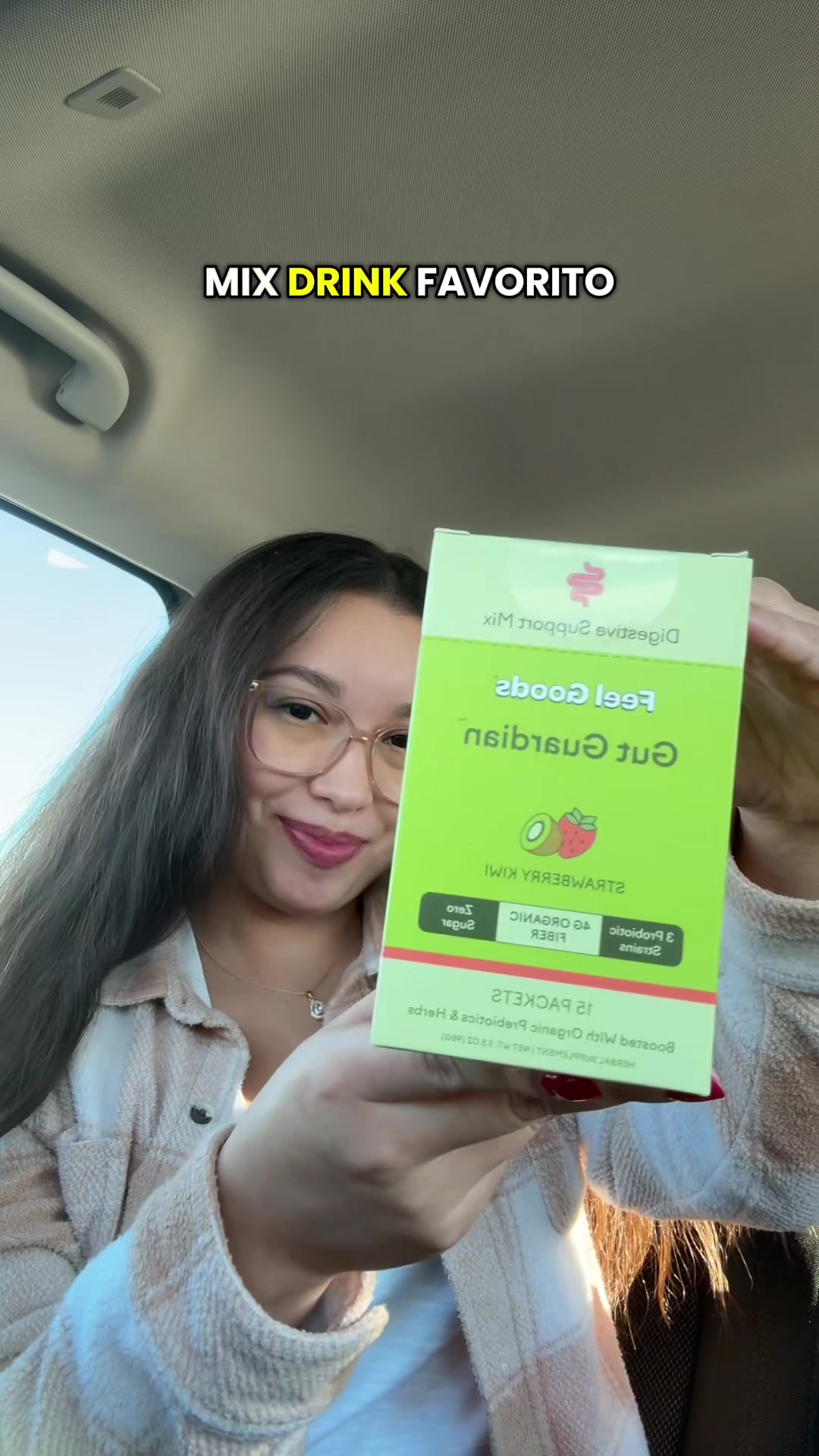 TikTok post by @vanechanta14 for Feel Goods. Caption reads: @Feel Goods Digestion and gut support drink mix🤩....