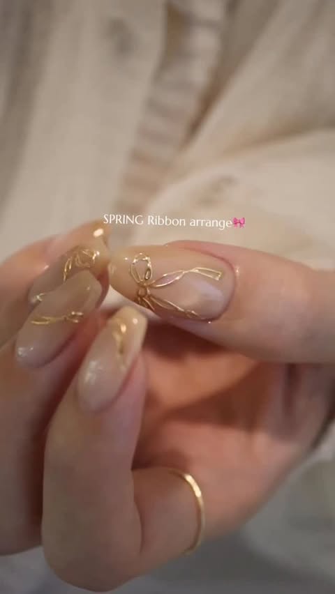 Instagram post by @icchoco_nails for Gel Me1. Caption reads: SPRING Ribbon arrange🎀 PR @gelme1 Magnetism Gel....