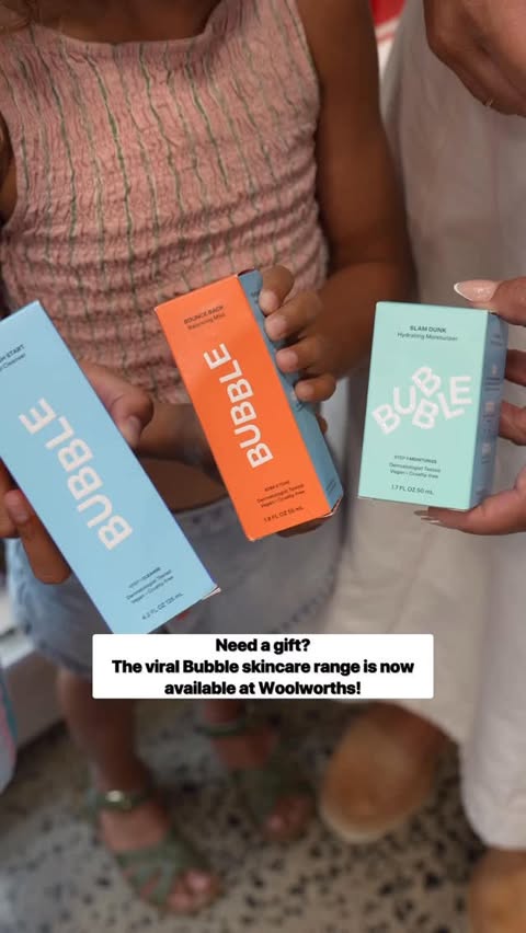 Instagram post by @tanna__tribe for Woolworths. Caption reads: Bubble Skincare is now available at....