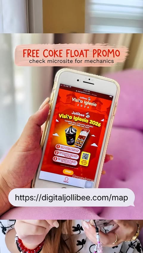 Instagram post by @mrsangelsky for Jollibee. Caption reads: This @jollibee #VisitaIglesia Microsite is very....