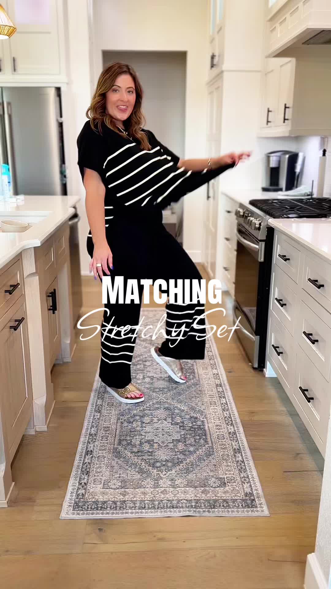 TikTok post by an influencer for Fisace Shop. Caption reads: Our favorite matching set in a pants version now!....