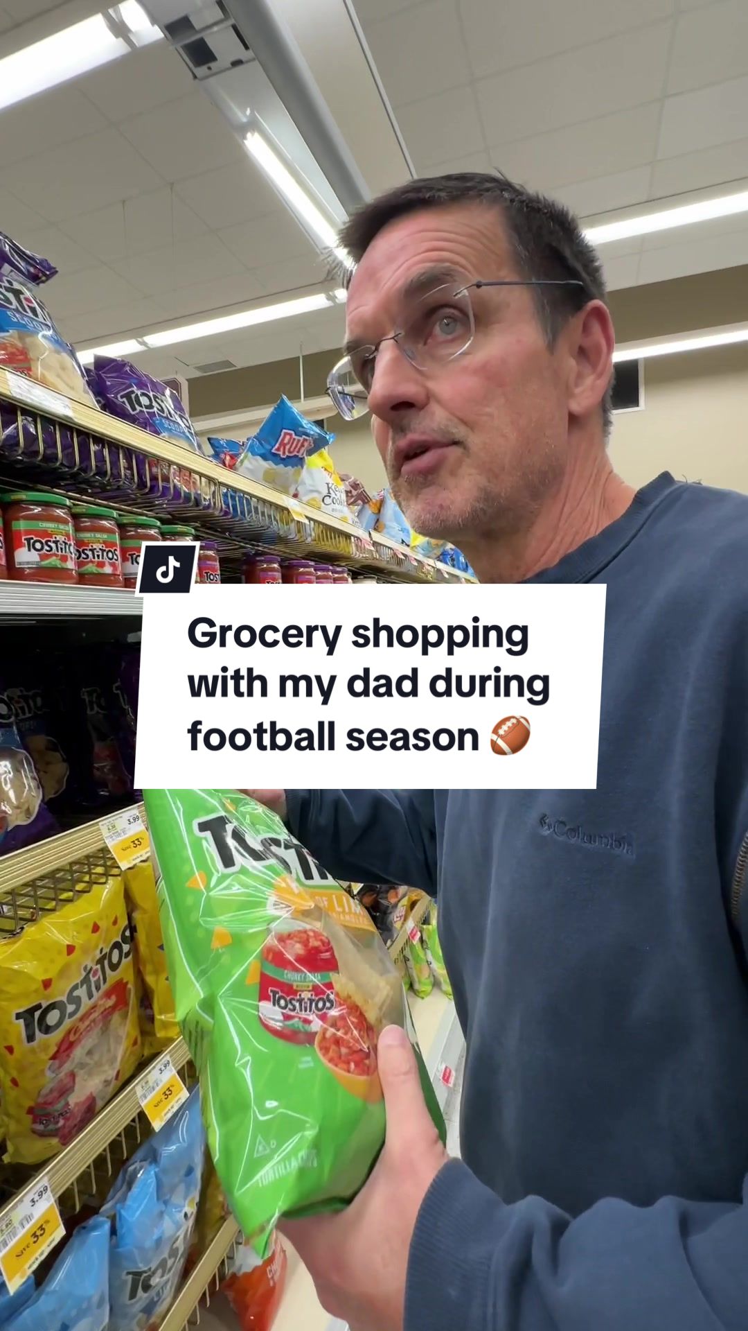 TikTok post by @alyssacronin13 for Tostitos. Caption reads: #Tostitos_Partner Kickball Dad’s snack lineup is....