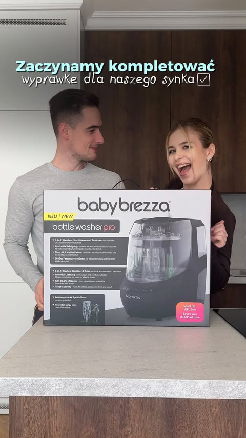 Instagram post by @kidsinspirations_polska for Baby Brezza. Caption reads: [...] 🩵 [WSPÓŁPRACA BARTEROWA] z....