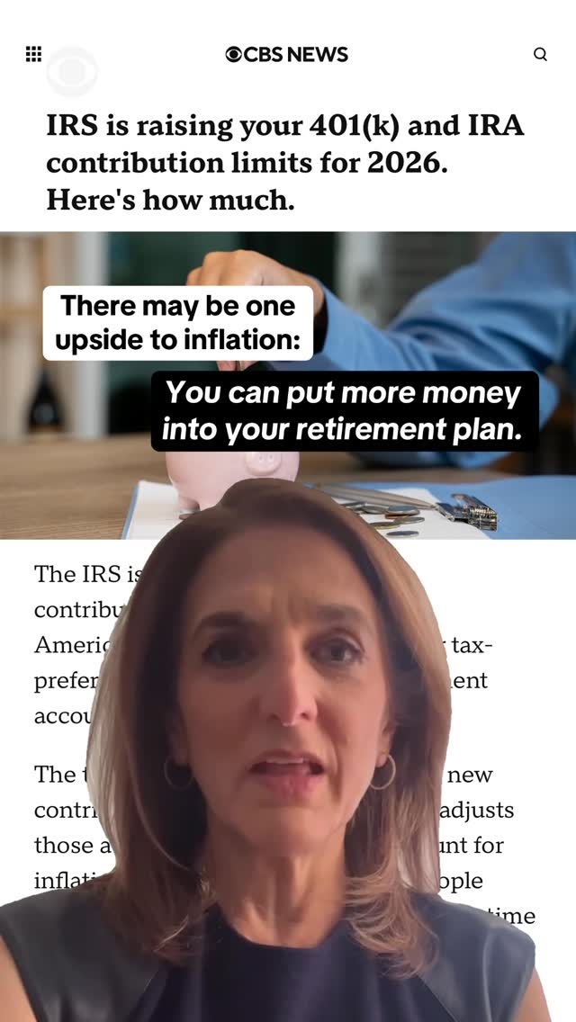 Instagram post by @jillonmoney for CBS News. Caption reads: To adjust for inflation, the IRS will allow....