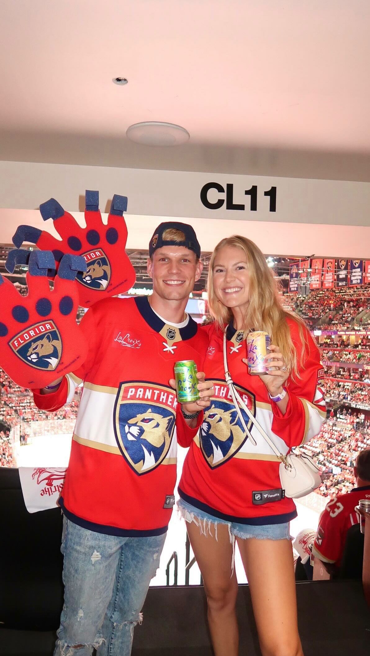 Instagram post by @hunna.crist for LaCroix Water. Caption reads: Come to our first NHL game with @lacroixwater ❤️🏒....