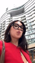 Instagram post by @tzefits for Vision Express. Caption reads: best believe my new @visionexpress Transitions....