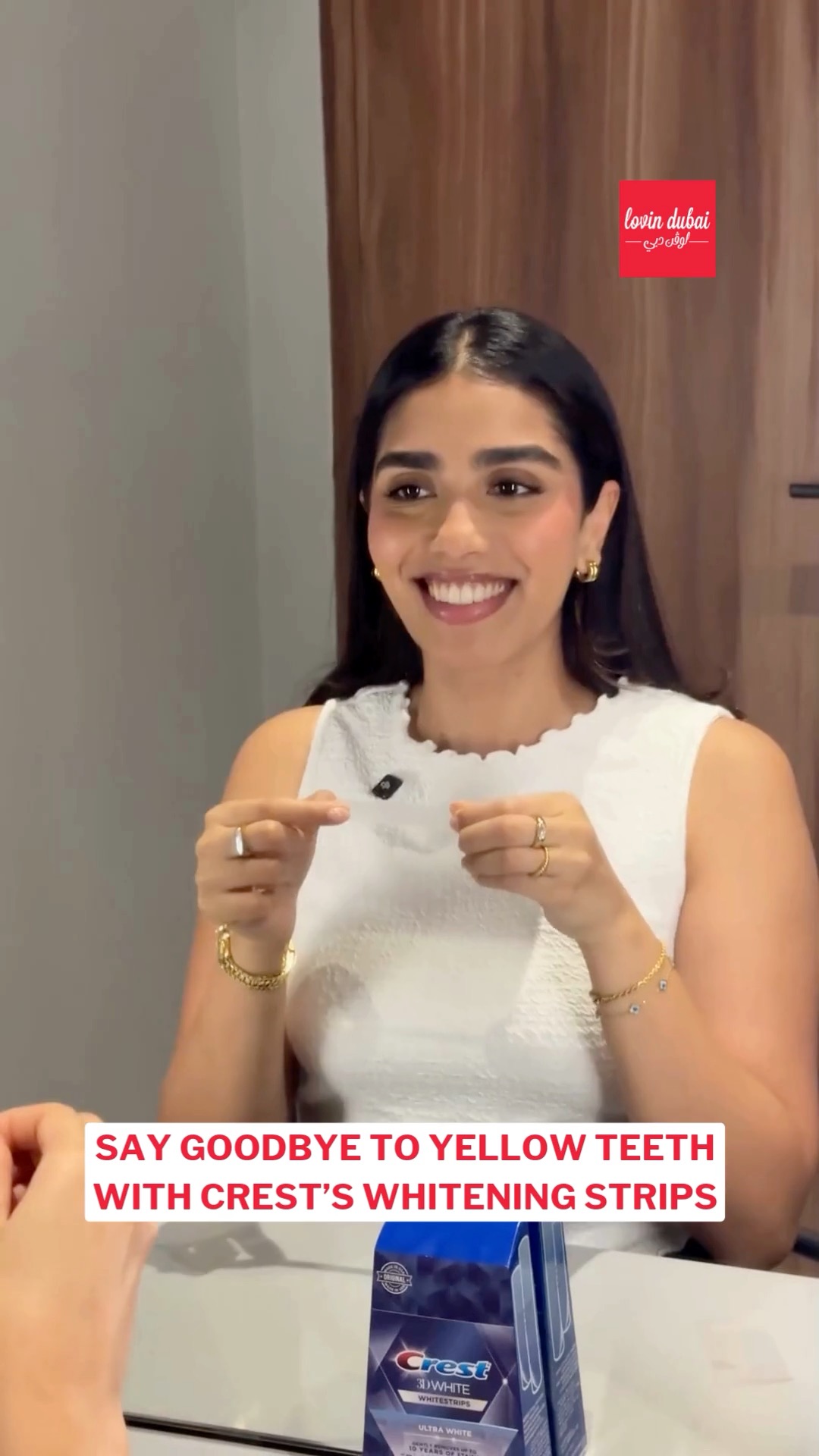 Instagram post by @lovindubai for Crest. Caption reads: Whiter teeth in a week...and even better results....
