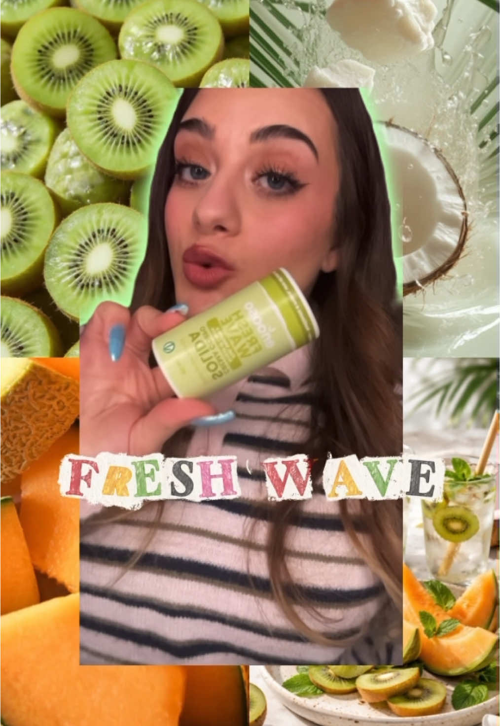 TikTok post by @lucrezia_giandalia for Enooso. Caption reads: Estateee? 🥝 🍈 🥥 @Team Enooso🌿Cosmetici solidi....