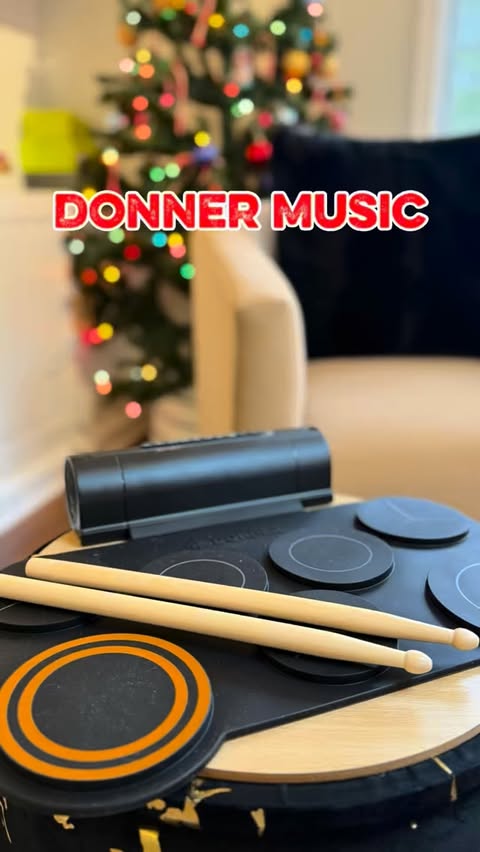 Instagram post by @america_momblogger for DonnerMusic. Caption reads: 🥁 DED-20 Electronic Drum Pad Unboxing ✨

At....