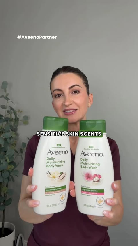 Instagram post by @draleksandrabrown for Aveeno. Caption reads: #AveenoPartner Sensitive skin usually means [...].