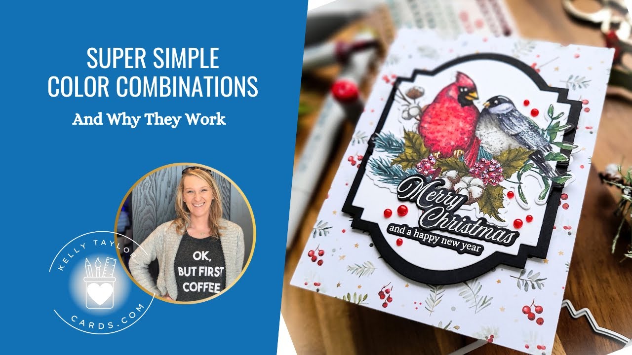 YouTube post by @KellyTaylorCards for Honey Bee Stamps. Caption reads: Super Simple color Combinations: And I thought I....