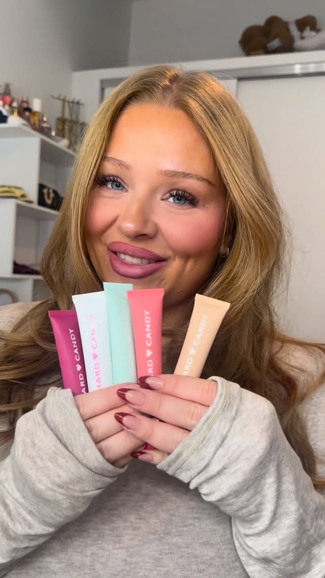 Instagram post by @gracemgoris for Hard Candy. Caption reads: Love these Hard Candy Lip Butter Glowy Balms 😍....