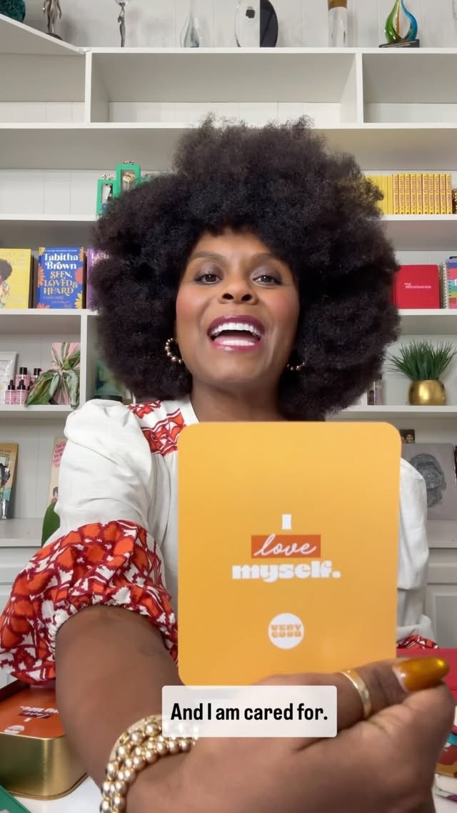 Instagram post by @iamtabithabrown for Donna’s Recipe. Caption reads: [...] #target #collection Hair @donnasrecipe Shirt....