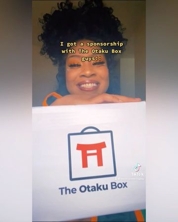 Instagram post by @blackcrystalcosplay for The Otaku Box. Caption reads: @theotakubox sent me some dope items this month!....