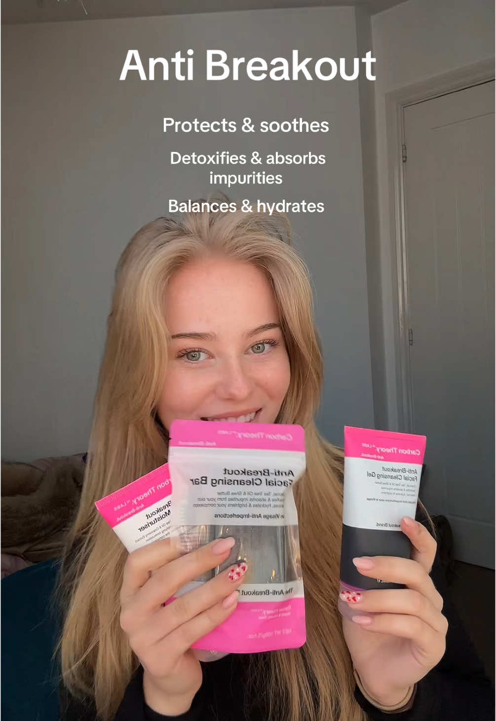 TikTok post by @erin.wilsonnnn for Carbon Theory. Caption reads: [...] for each stage your acne is at!!  @Carbon....