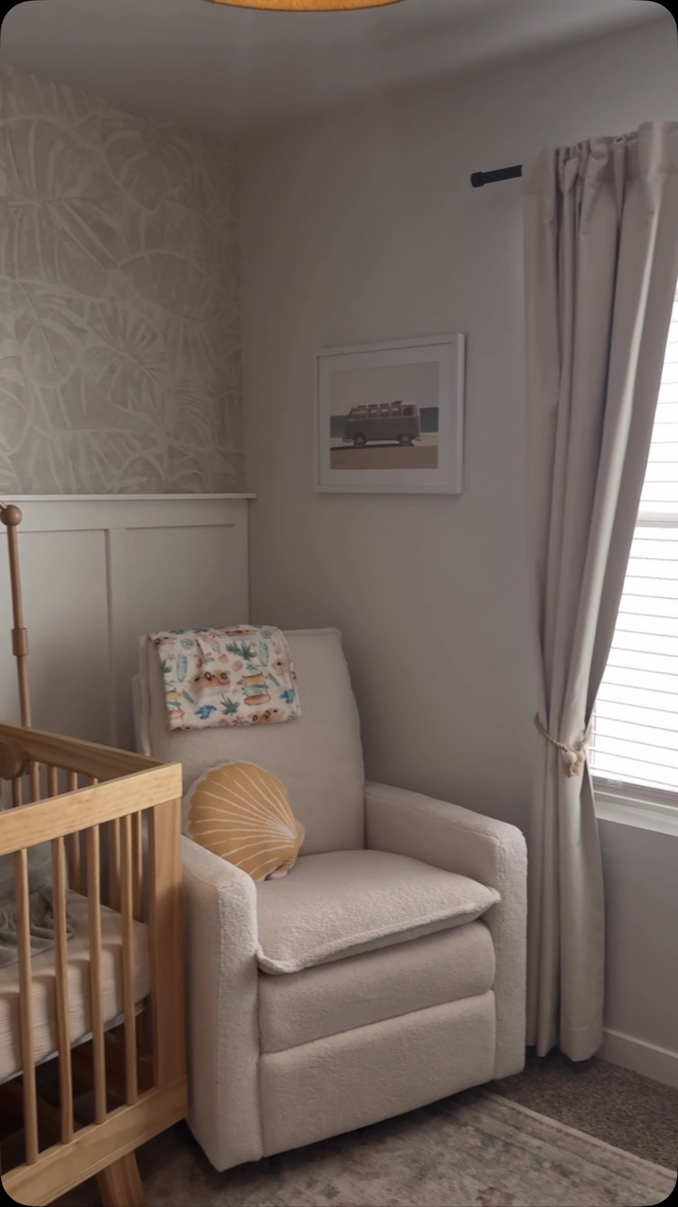 Instagram post by @wall.blush for Coterie. Caption reads: Obsessed with my son’s nursery even more with this....