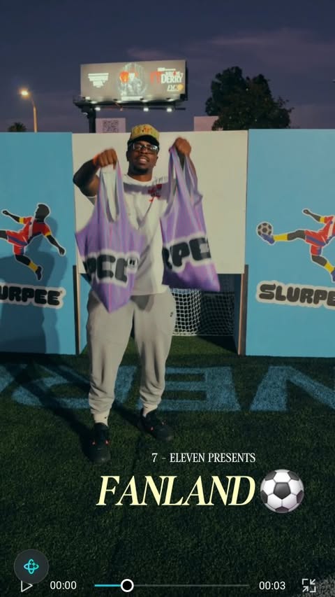 Instagram post by @tommyfbc for 7-ELEVEN. Caption reads: 🎉 FANLAND presented by 7-Eleven is taking over....