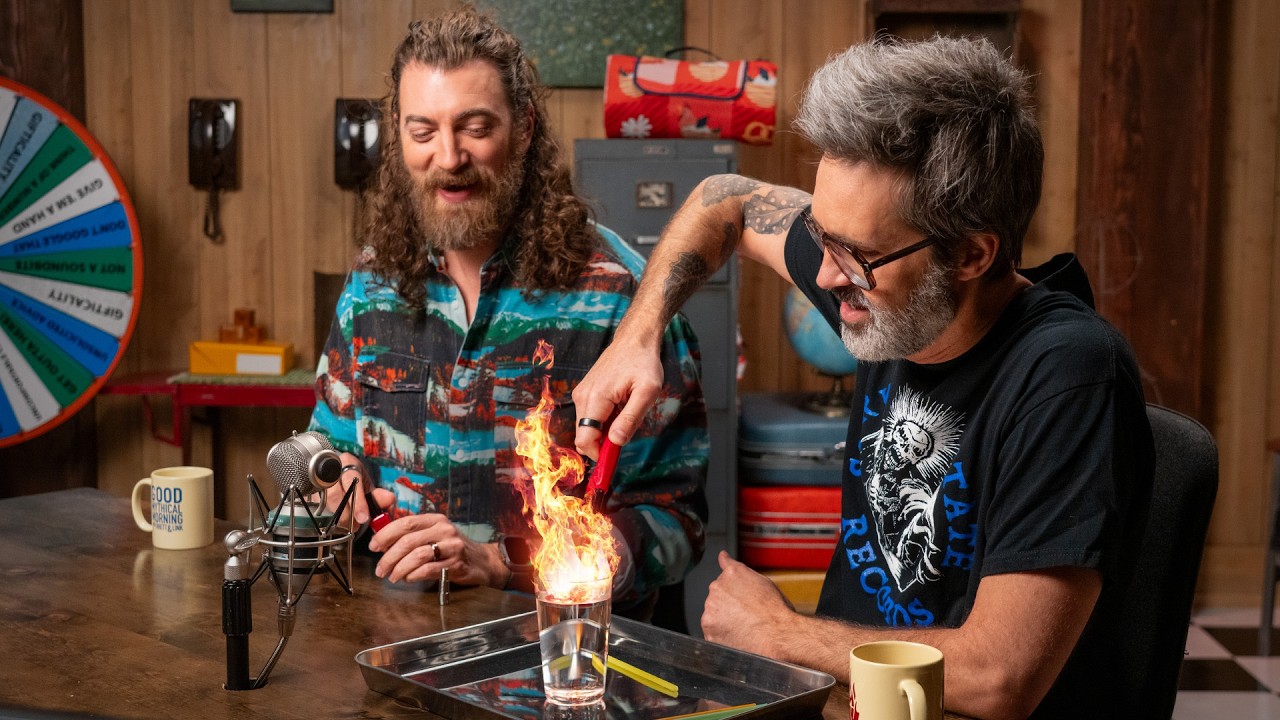 YouTube post by @GoodMythicalMorning for Rocket Money. Caption reads: We Try Science Experiments Without Instructions.