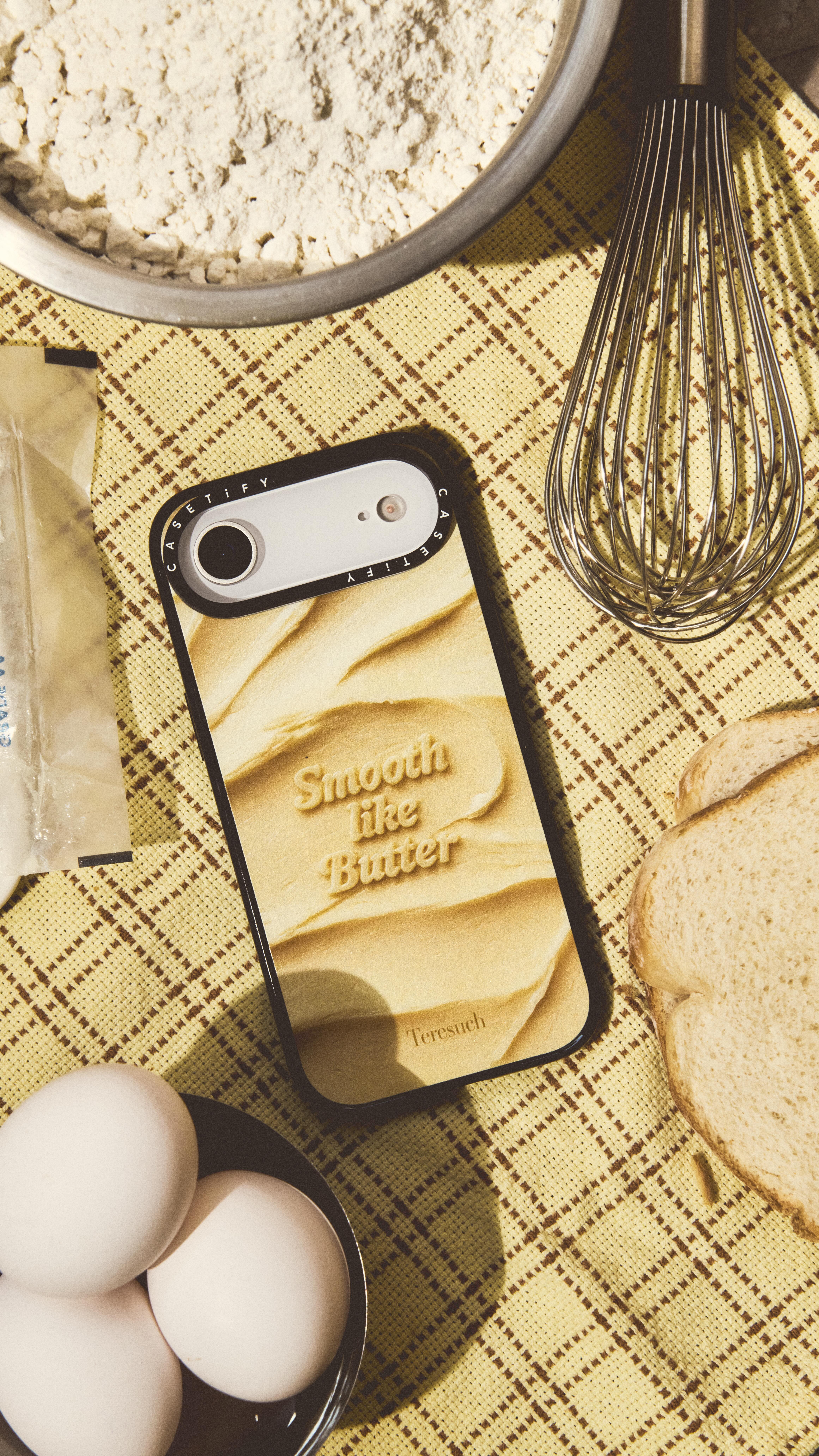 Instagram post by @teresuch for CASETiFY. Caption reads: Golden, creamy, smooth.
Feels like Sunday mornings....