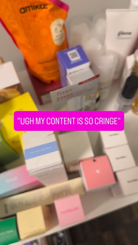 Instagram post by @ugcbyannabella for TIAM. Caption reads: Still can’t believe this is my skincare collection....