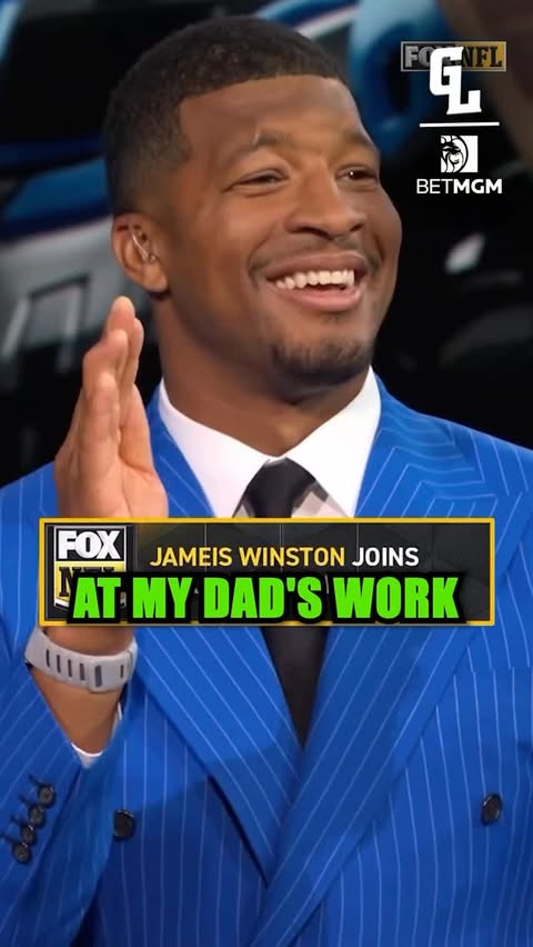 Instagram post by @greenlightpod for BetMGM. Caption reads: Jameis “Blank Check” Winston is destined for a....