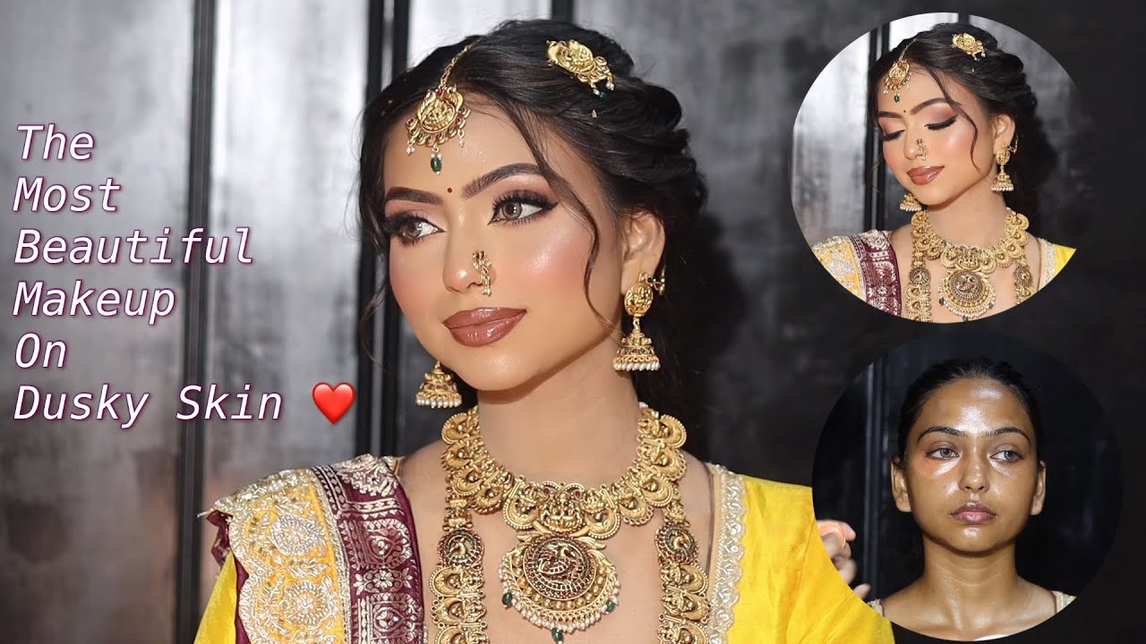 YouTube post by @ShrutiMakeover for My Haul Store. Caption reads: The Most Beautiful Dusky Skin Makeup You’ll Ever....