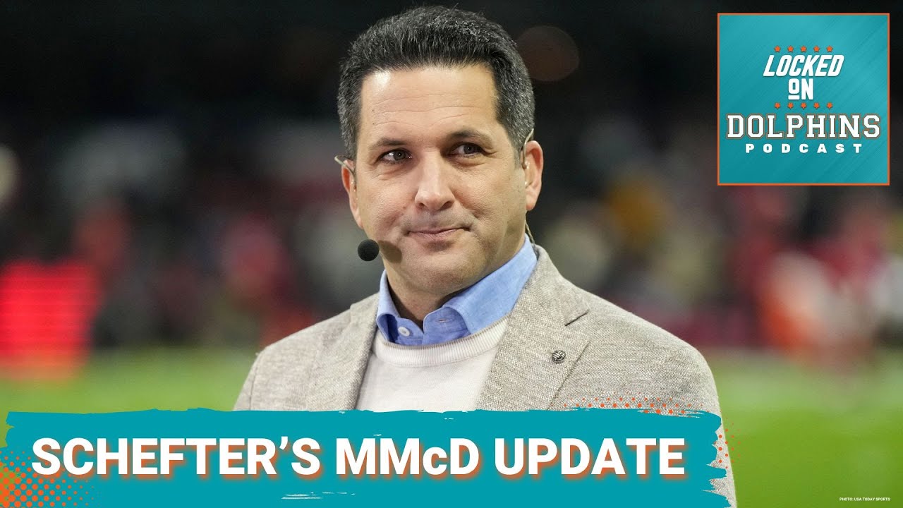 YouTube post by @LockedOnDolphins for Peloton. Caption reads: Adam Schefter's Latest Update On Dolphins Head....