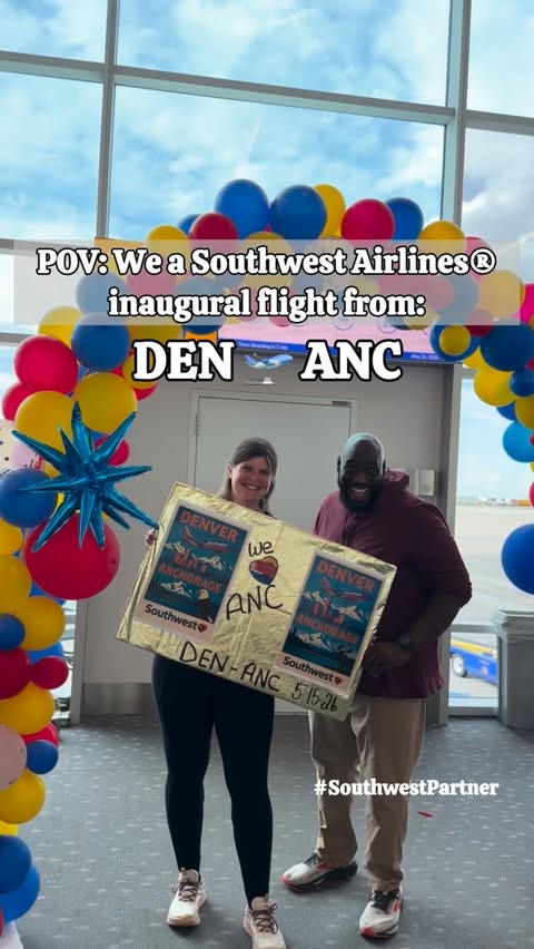 Instagram post by @coloradokidadventures for Southwest Airlines. Caption reads: Southwest’s inaugural flight to Anchorage, Alaska....