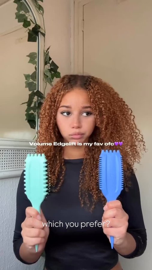 Instagram post by @curly_barbie for BounceCurl. Caption reads: Which one you prefer? Testing @bouncecurl Define....