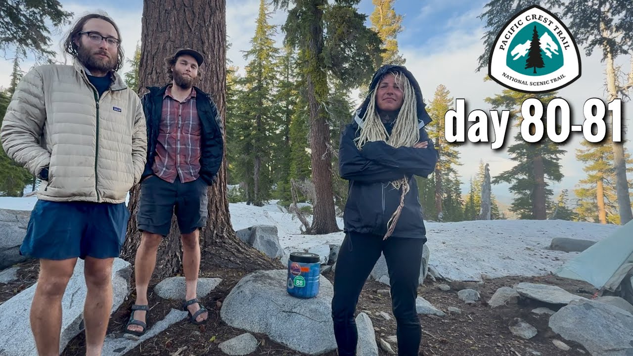 YouTube post by @LizKidder for Liinks. Caption reads: breaking up with my tramily😢 ≫ PCT day 80-81.