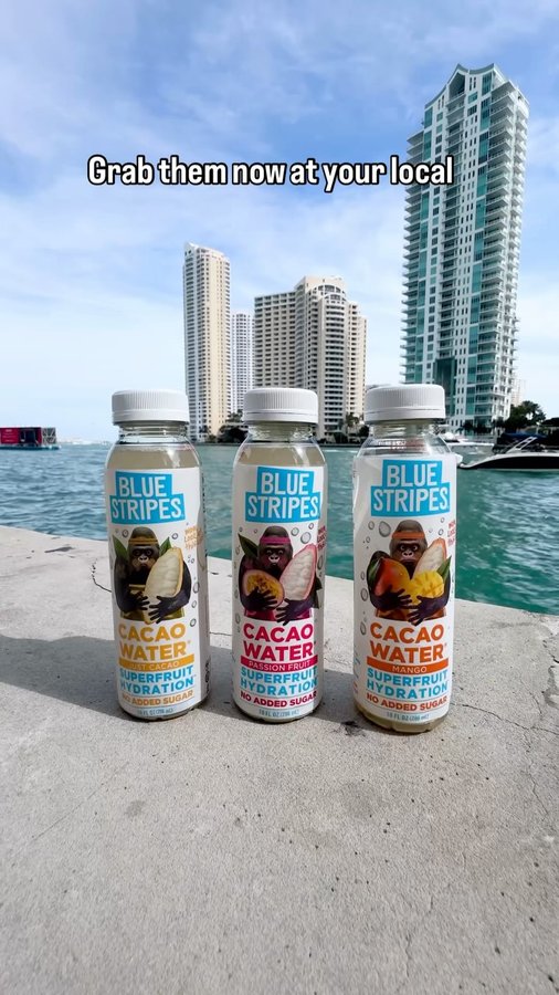 Instagram post by @wearejustthe3ofus for Blue Stripes. Caption reads: We started our Miami trip with a stop at Whole....