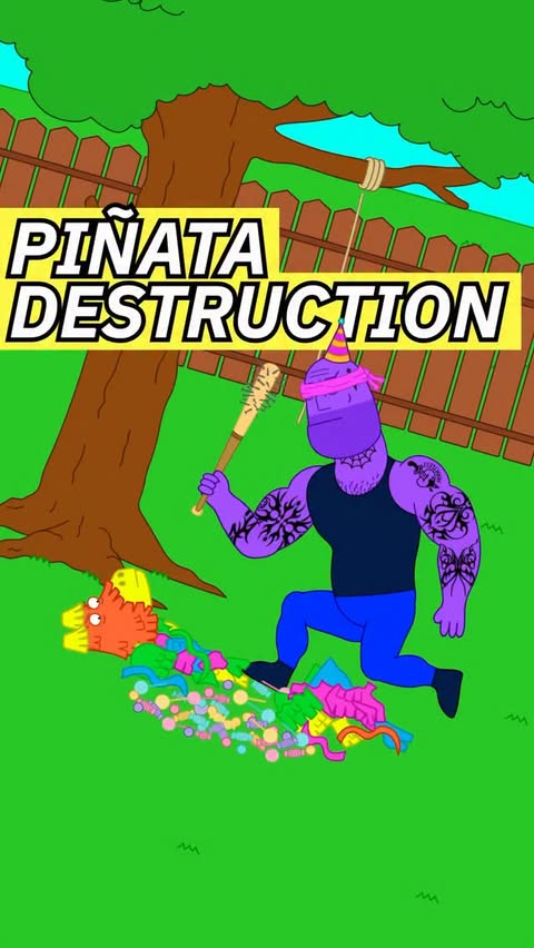 Instagram post by @spaceskits for Morgan & Morgan. Caption reads: Piñata Destruction 🪅💥 #ad #funny #comedyvideo....
