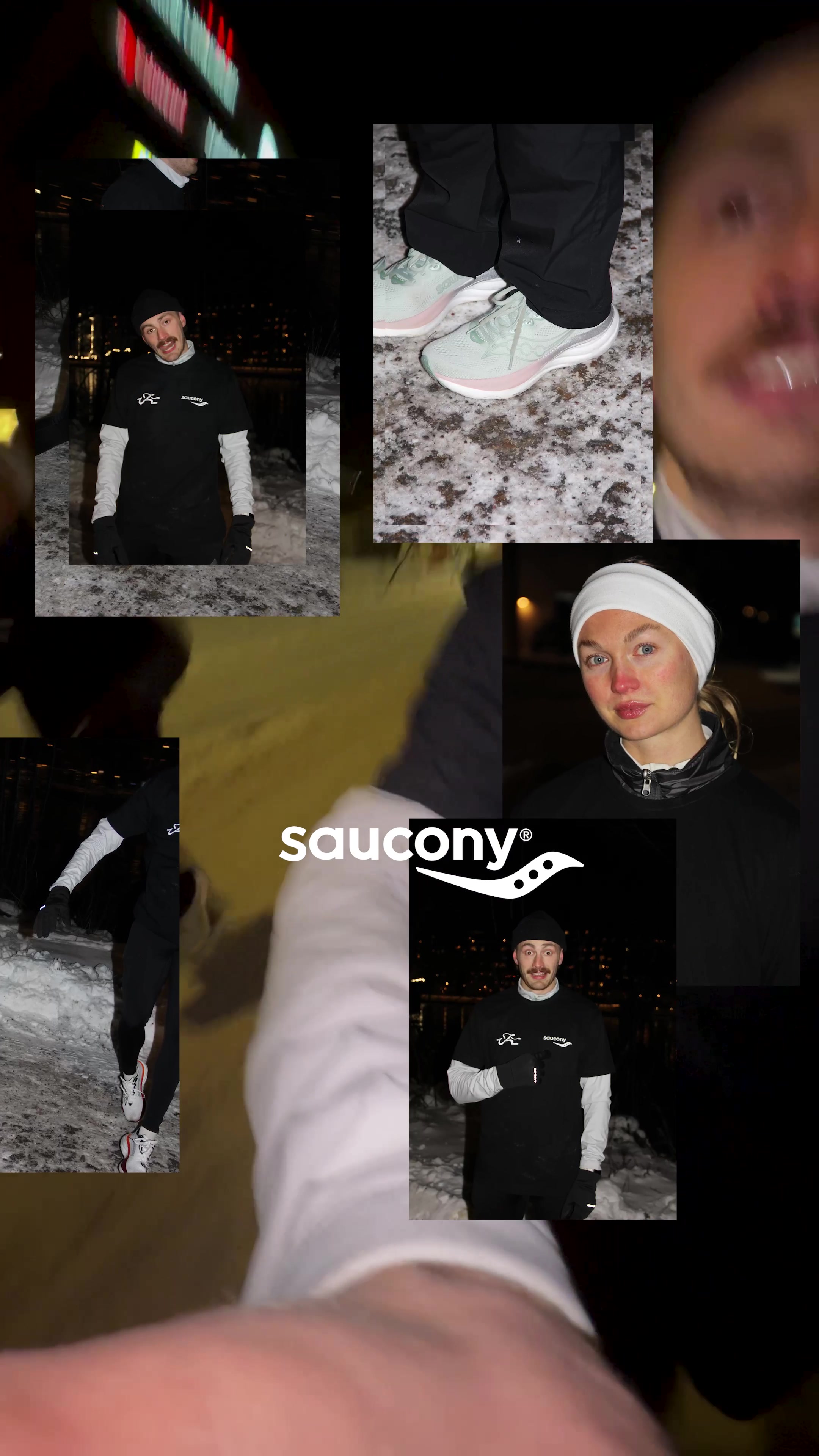 TikTok post by @lumbatri for Saucony. Caption reads: [...] gets a third wheel, it’s ofc @Saucony....