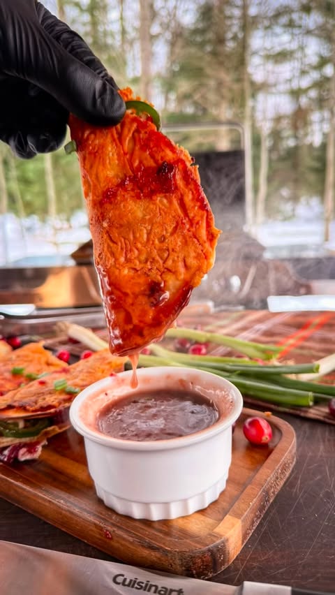 Instagram post by @grillhunters for Cuisinart. Caption reads: Shredded turkey cranberry smash tacos… because....