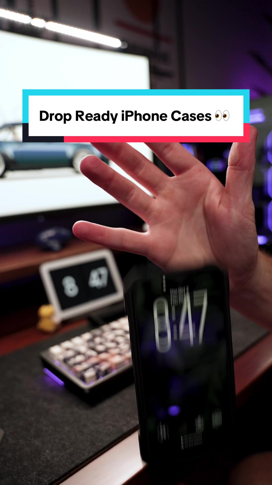 TikTok post by @baewired for Supcase. Caption reads: [...] trying to save on repairs over here…....