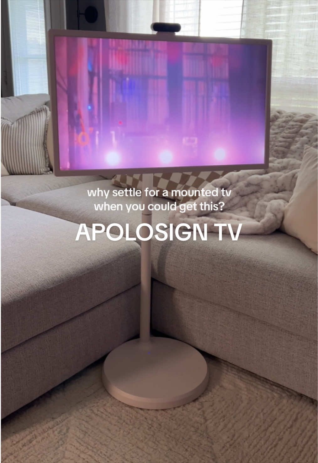 TikTok post by @lauryn.wildflower for Apolosign. Caption reads: This Apolosign portable tv is something I wish I....