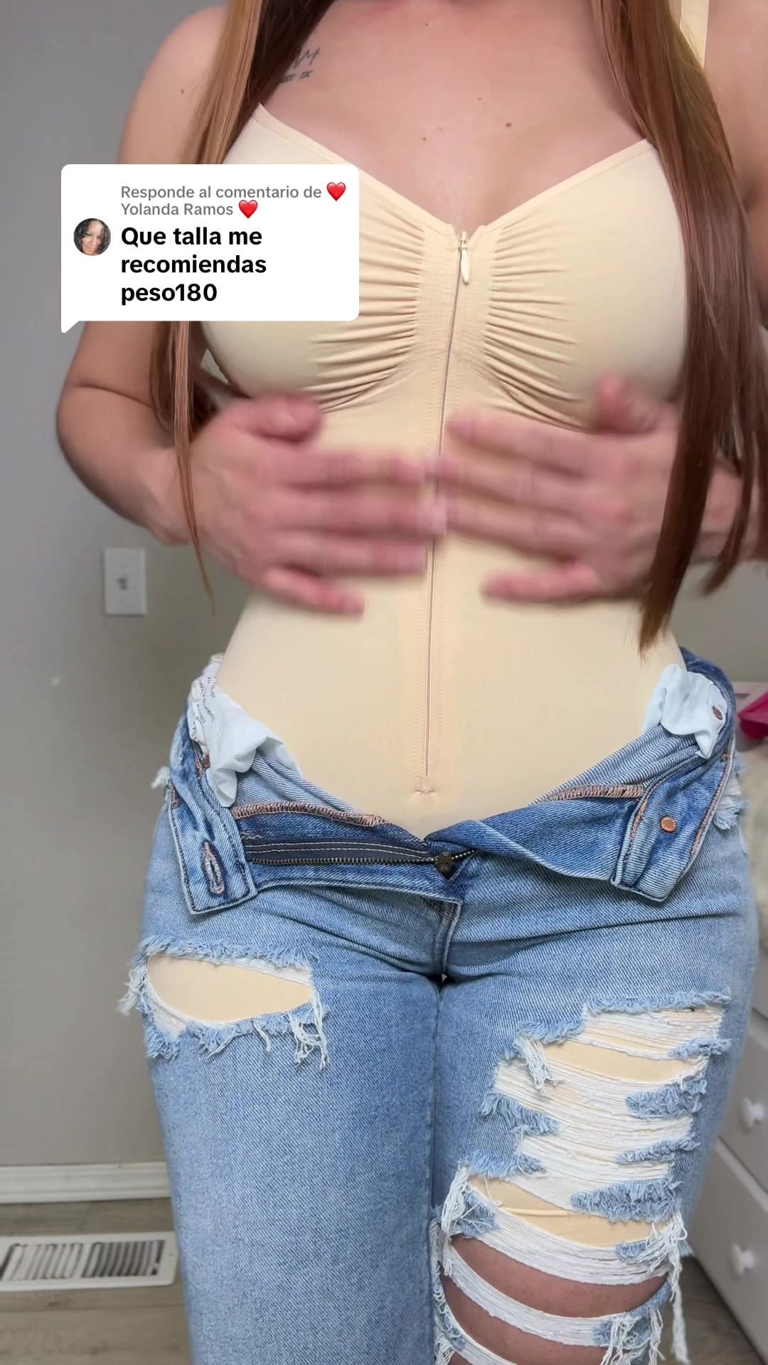 TikTok post by @blanca7902 for Shaperx. Caption reads: [...] #tummycontrol #bodysuit #shapewear @ShaperX.