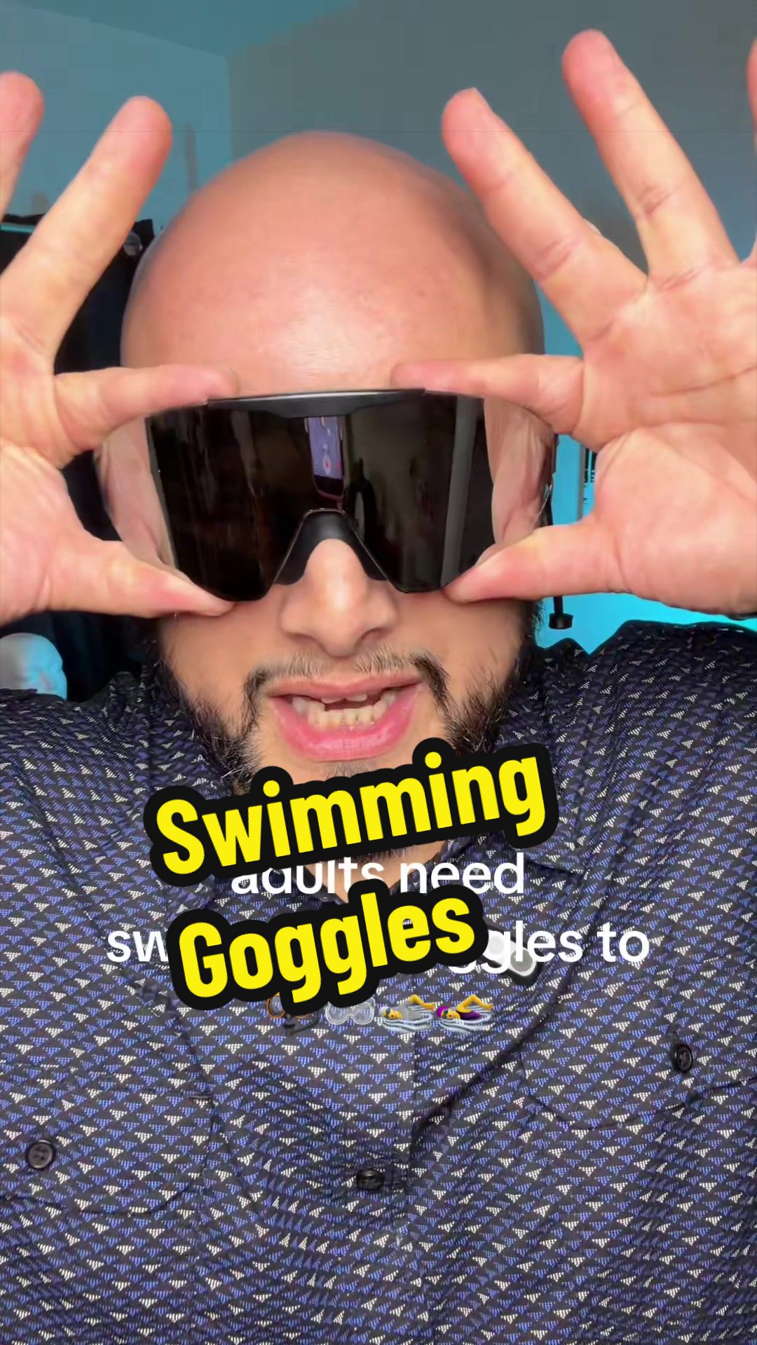 TikTok post by @mr.peluche.finds for Viyawise US. Caption reads: Swimming goggles for adults and kids! @Viyawise US....