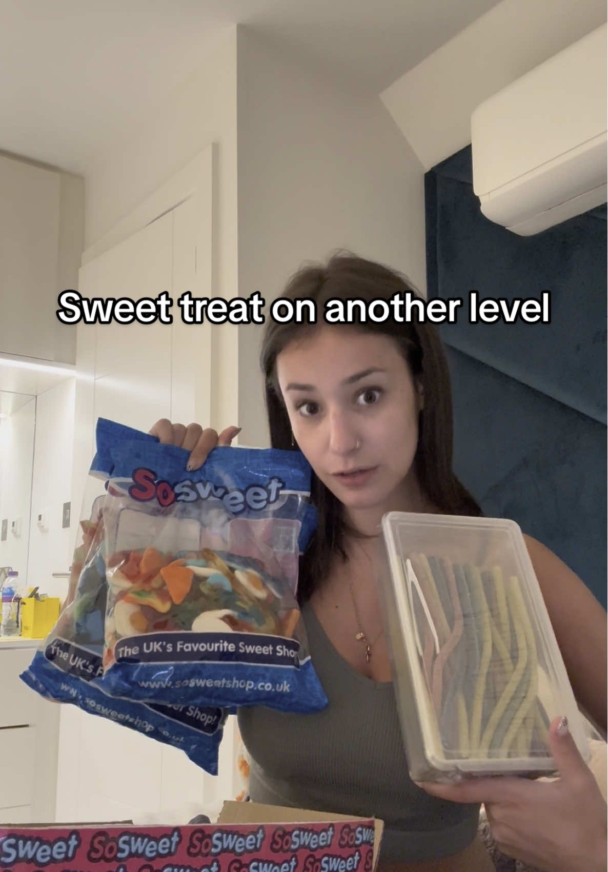 TikTok post by @maisiestrongx for SoSweet. Caption reads: Stocked up for life now @SoSweet #sweettreat....