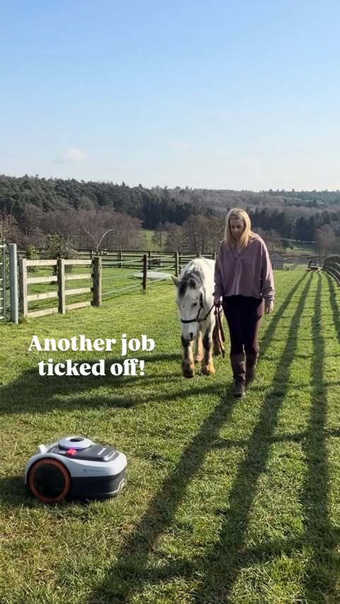 Instagram post by @countrylifewithleonie for Segway Navimow. Caption reads: You guys know how much I love a robotic lawnmower,....