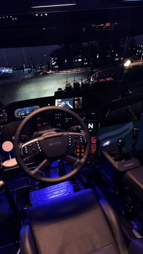 Instagram post by @uni_truck for MOZA Racing. Caption reads: [...] #ets2 #eurotrucksimulator2 #mozaracing....