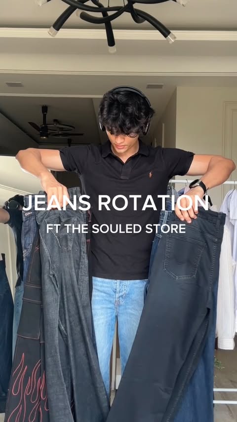 Instagram post by @aayushmannarora for The Souled Store. Caption reads: Comment “jeans” for links 🚀 . . . #jeans #shirts....