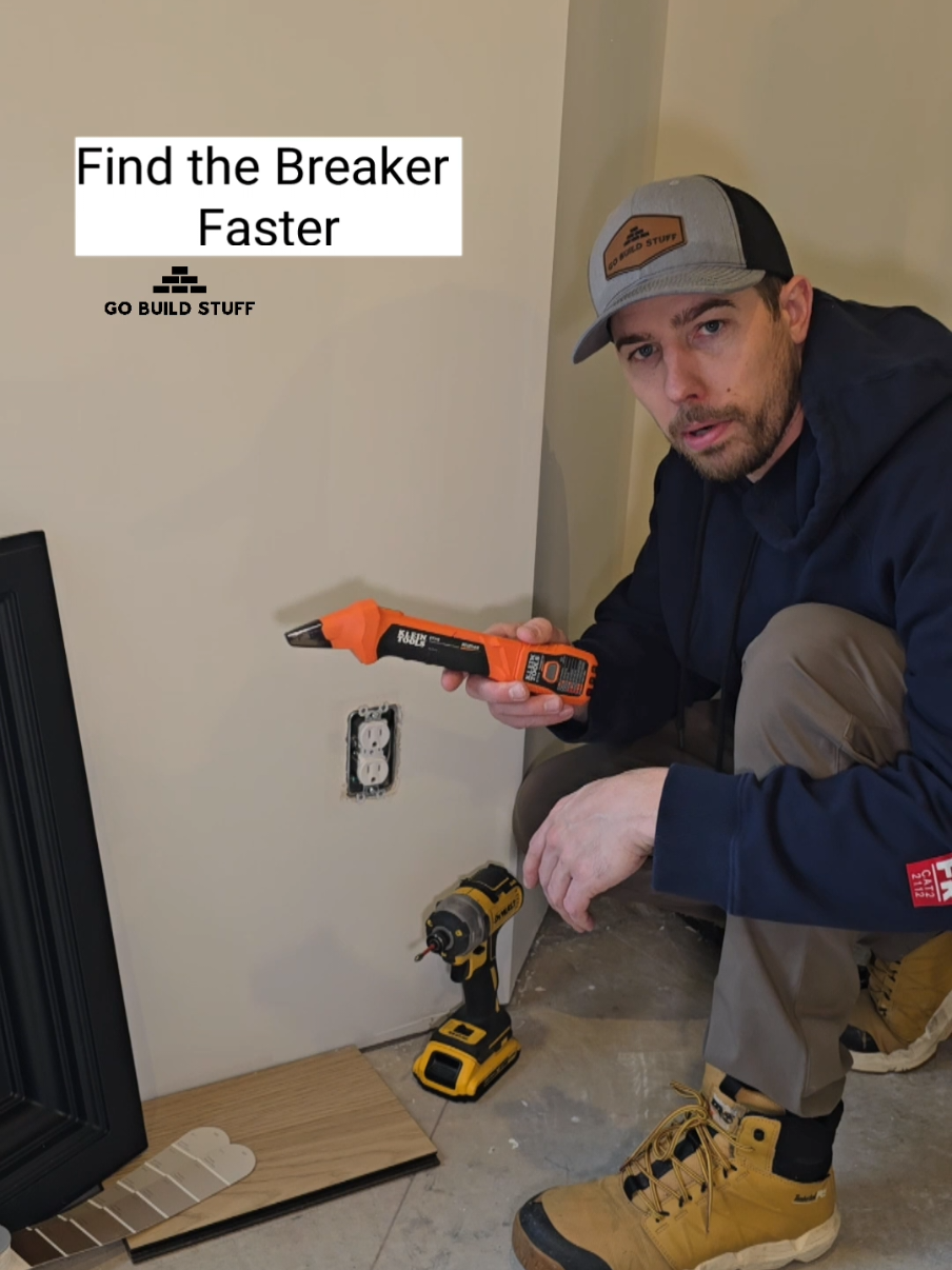 TikTok post by @gobuildstuff for Timberland PRO. Caption reads: Save time with a breaker finder & stay comfortable....